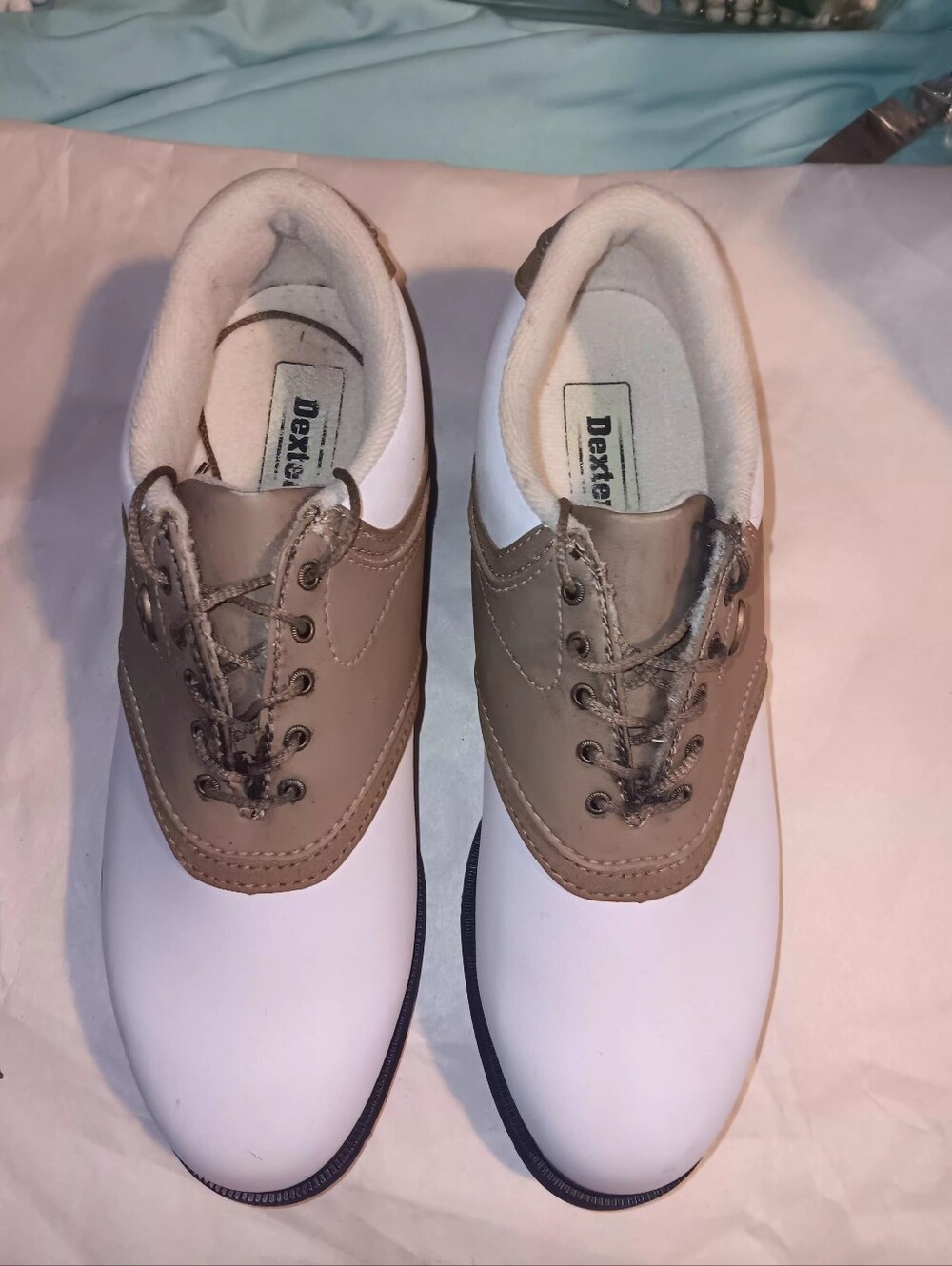 Dexter Womens Tan And White Golf Shoes Sz 7 1/2